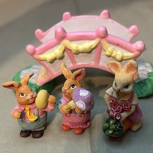 Set of 3 Resin Bunnies with a Bridge
